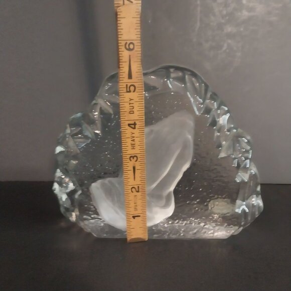 Vintage Viking 1974 Clear And Frosted Praying Hands Figurine With Label - Picture 4 of 5